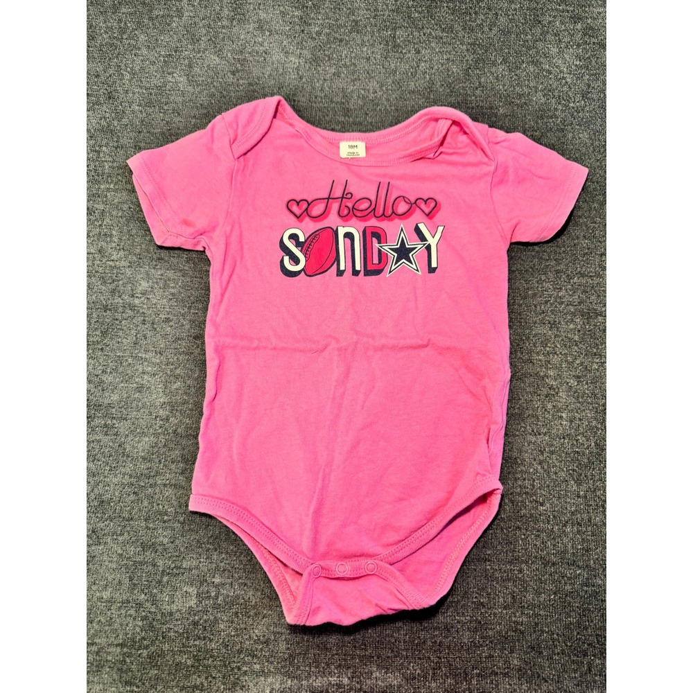 Hello Sunday Football Star Pink Baby Bodysuit 18M Short Sleeve Game Day